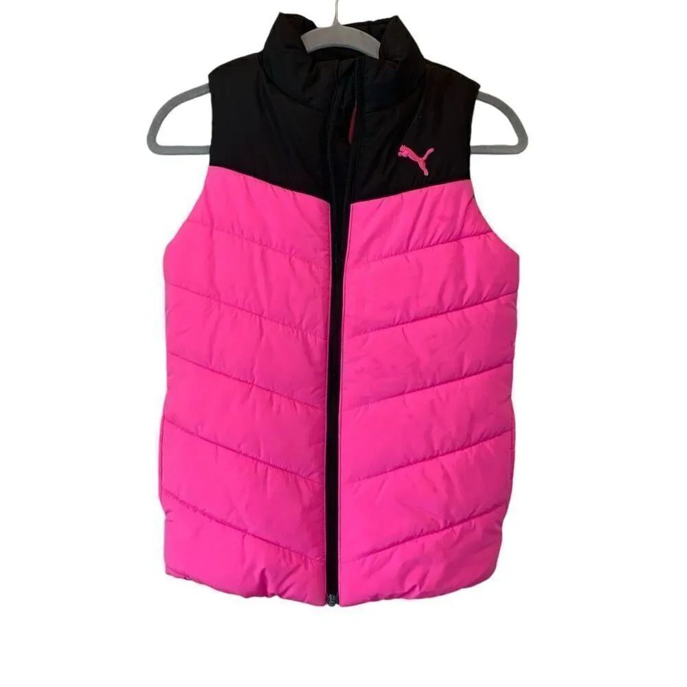 Puma Forever Better Quilted Puffer Vest Full Zip Girls Size M 10/12